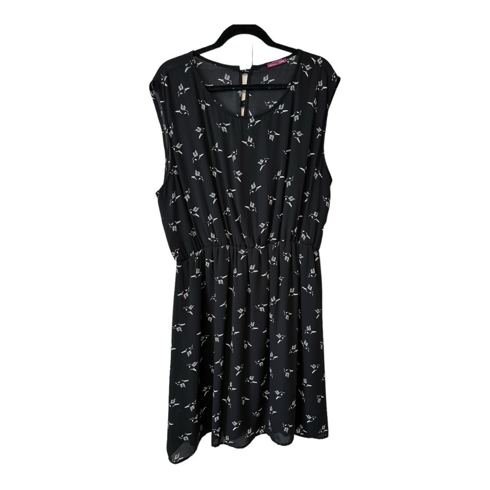 Modcloth | Ixia Sheath Dress Hummingbird Print Sleeveless Elastic Waist Size 2X